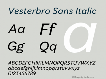 VesterbroSans-Italic Version 1.004图片样张