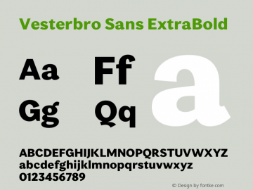 Vesterbro Sans ExtraBold Regular Version 1.004图片样张