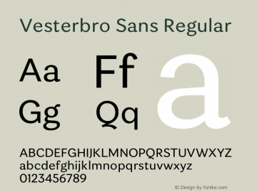 Vesterbro Sans Regular Version 1.004图片样张