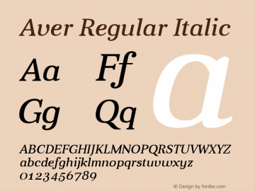 Aver Italic Version 1.0; 2012; initial release图片样张