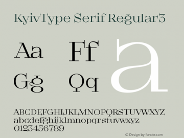 KyivType Serif Regular3 Version 1.001;hotconv 1.0.109;makeotfexe 2.5.65596图片样张