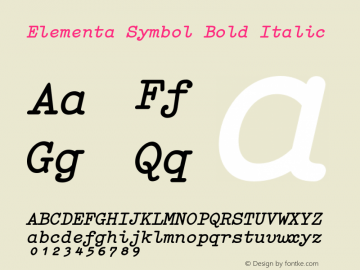 Elementa Symbol Bold Italic 001.000图片样张