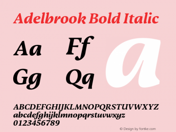 Adelbrook Bold Italic Version 1.000图片样张