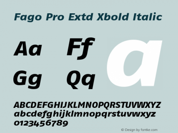 Fago Pro Extd Xbold Italic Version 7.600, build 1027, FoPs, FL 5.04图片样张