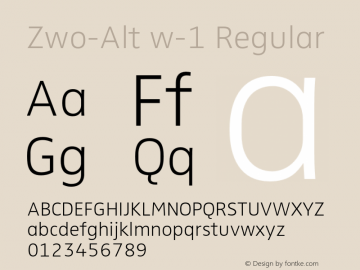 Zwo-Alt w-1 Regular 4.313 Font Sample