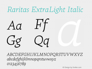 Raritas ExtraLight Italic Version 1.100;Glyphs 3.1.1 (3140)图片样张