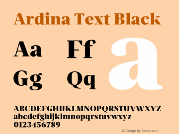 Ardina Text Black Version 1.001;PS 001.001;hotconv 1.0.70;makeotf.lib2.5.58329图片样张