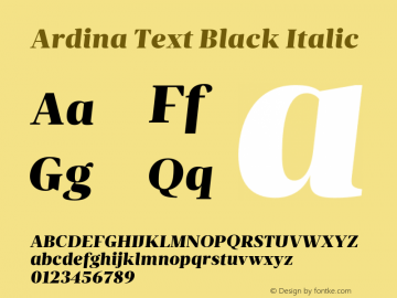 Ardina Text Black Italic Version 1.001;PS 001.001;hotconv 1.0.70;makeotf.lib2.5.58329图片样张