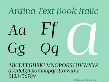 Ardina Text Book Italic Version 1.001;PS 001.001;hotconv 1.0.70;makeotf.lib2.5.58329图片样张