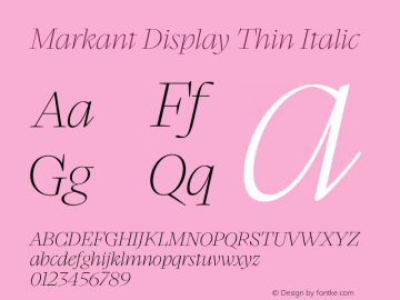 MarkantDisplay-ThinItalic Version 1.000图片样张