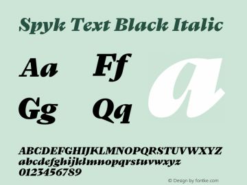 Spyk Text Black Italic Version 1.000图片样张