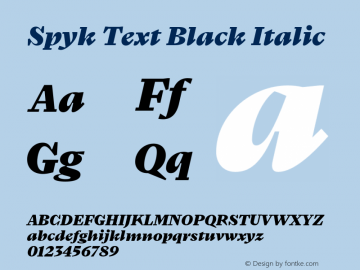 SpykText-BlackItalic Version 1.000图片样张