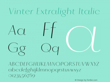 Vinter Extralight Italic Version 3.001;PS 2.001;hotconv 1.0.88;makeotf.lib2.5.647800图片样张