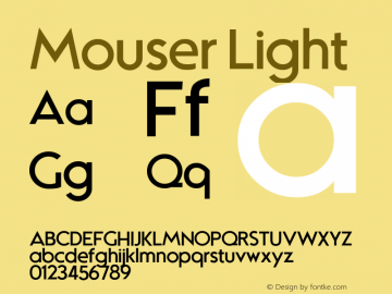 Mouser Light Version 2.00;November 9, 2021;FontCreator 12.0.0.2552 64-bit图片样张