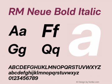 RM Neue Bold Italic Version 2.001;Glyphs 3.1.1 (3148)图片样张