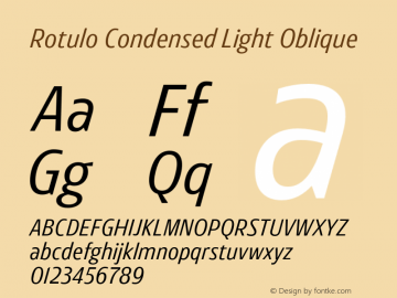Rotulo-CondensedLightOblique Version 1.000;Glyphs 3.1.1 (3141)图片样张