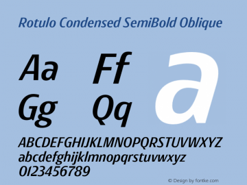 Rotulo-CondensedSemiBoldOblique Version 1.000;Glyphs 3.1.1 (3141)图片样张