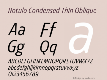 Rotulo-CondensedThinOblique Version 1.000;Glyphs 3.1.1 (3141)图片样张