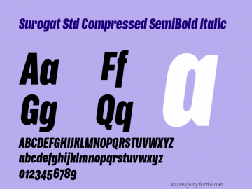 Surogat Std Compressed SemiBold Italic Version 5.0; 2014图片样张