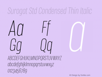 Surogat Std Condensed Thin Italic Version 5.0; 2014图片样张