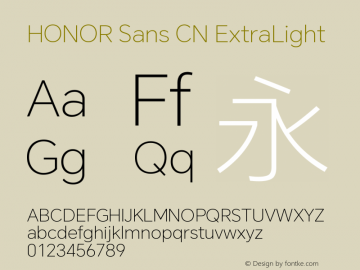 HONOR Sans CN ExtraLight 图片样张