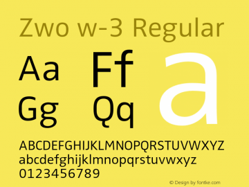 Zwo w-3 Regular 4.313 Font Sample