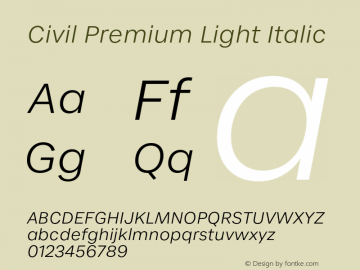 Civil Premium Light Italic Version 1.000;FEAKit 1.0图片样张
