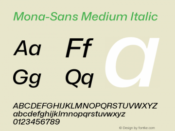 Mona-Sans Medium Italic Version 2.000图片样张
