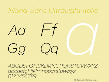 Mona-Sans UltraLight Italic Version 2.000图片样张
