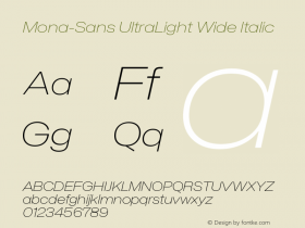 Mona-Sans UltraLight Wide Italic Version 2.000图片样张