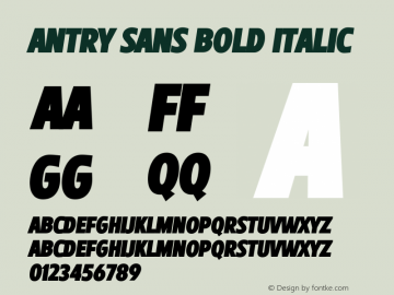 Antry Sans Bold Italic Version 1.000;Glyphs 3.1.1 (3142)图片样张