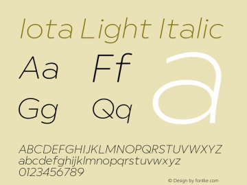 Iota-LightItalic Version 1.000;hotconv 1.0.117;makeotfexe 2.5.65602; ttfautohint (v1.8.4)图片样张