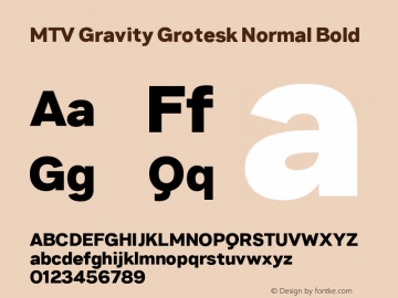 MTV Gravity Grotesk Normal Bold Version 1.000 | FøM Fix图片样张