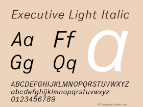 Executive Light Italic Version 2.001图片样张