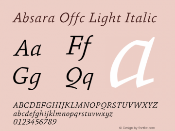 Absara Offc Light Italic Version 7.504; 2012; Build 1024图片样张