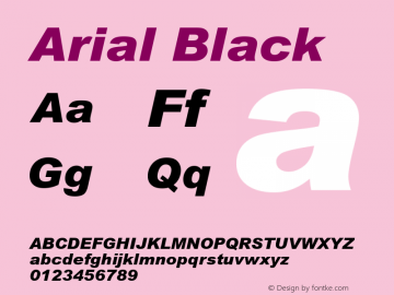Arial Black  Version 5.00a; zFontTool图片样张