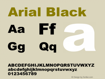 Arial Black  Version 5.00a; zFontTool图片样张