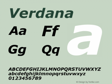 Verdana  Version 5.33; zFontTool图片样张