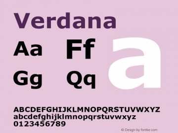 Verdana  Version 5.33; zFontTool图片样张