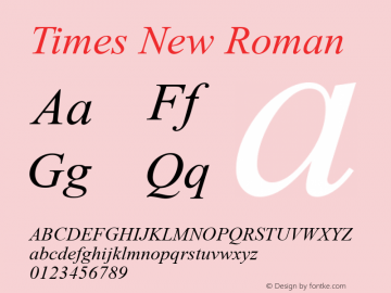 Times New Roman  Version 7.03; zFontTool图片样张