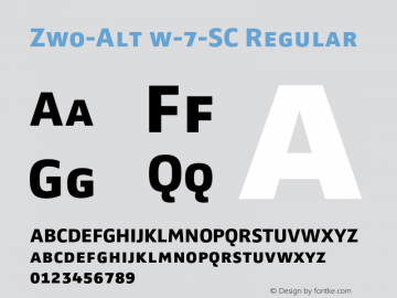 Zwo-Alt w-7-SC Regular 4.313 Font Sample
