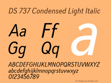 DS 737 Condensed Light Italic Version 1.000 | FøM Fix图片样张
