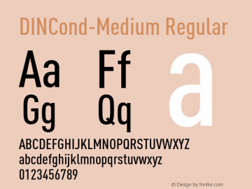 DINCond-Medium Regular 004.301 Font Sample