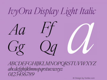 IvyOra Display Light Italic Version 1.000图片样张
