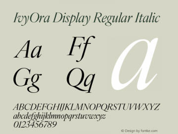 IvyOra Display Regular Italic Version 1.000图片样张