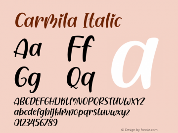 Carmila Italic Version 1.00;November 3, 2021图片样张