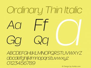 Ordinary Thin Italic Version 2.000;FEAKit 1.0图片样张