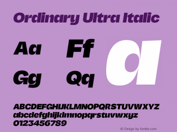 Ordinary Ultra Italic Version 2.000;FEAKit 1.0图片样张