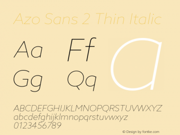 Azo Sans 2 Thin Italic Version 2.003图片样张