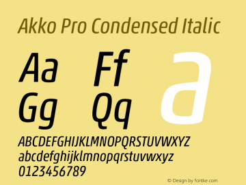 Akko Pro Condensed Italic Version 1.00图片样张